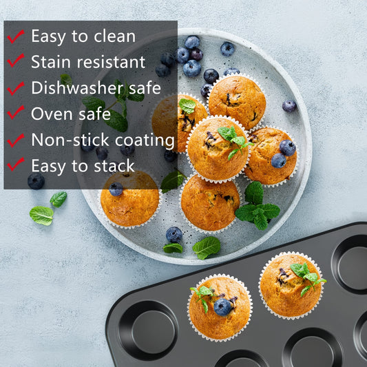 10pcs Kitchen Nonstick Bakeware Set - Round\u002FSquare Cake Pans, Muffin Pan, Loaf Pan, Roast Pan & Baking Sheets