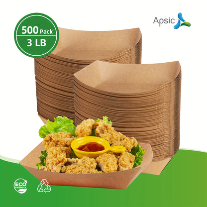 500pcs Load-bearing 3LBS High-quality Disposable Kraft Paper Food Tray - Sturdy Boat Shaped Container, Oil Proof And Leak Proof, Perfect For Hot Dogs, French Fries, Snacks - Suitable For Parties And Dining, High-quality Packaging, Safe And Worry Free