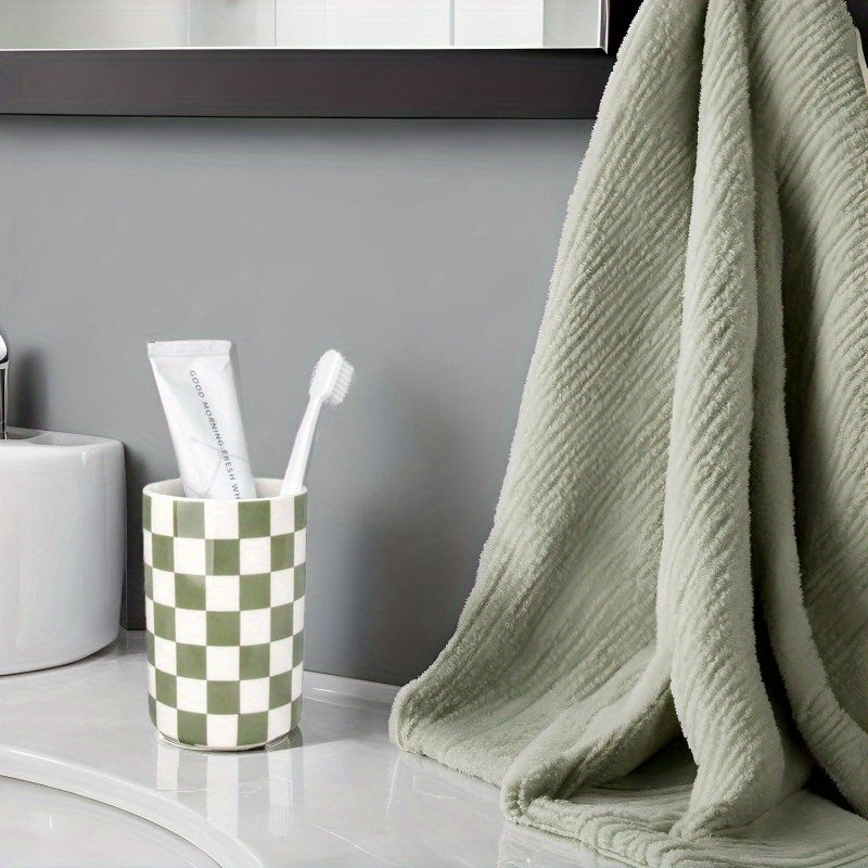 Tooth Brush Holder for Bathroom Green Toothbrush Holders for Bathrooms Modern Cute Ceramic Toothbrush Caddy Toothbrushes and Toothpaste Cup for Bath Room Countertop Storage Sage Green Decor